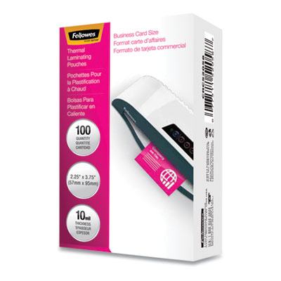 Laminating Pouches, 10 Mil, 3.75" X 2.25", Gloss Clear, 100/