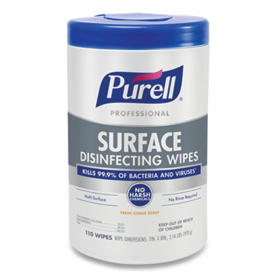 Professional Surface Disinfecting Wipes, 1-Ply, 7 x 8, Fresh