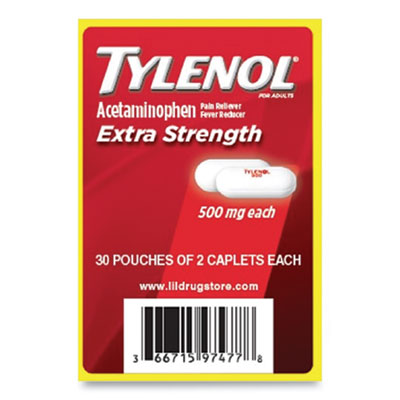 Acetaminophen, 500 mg, Extra Strength Caplets, Refill, 2 /Pa