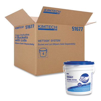 WetTask Customizable Wet Wiping System Bucket, White/Blue, 4