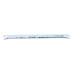 Sustainable Kraft Paper Straws, Wrapped, 8", Natural, 6,000/