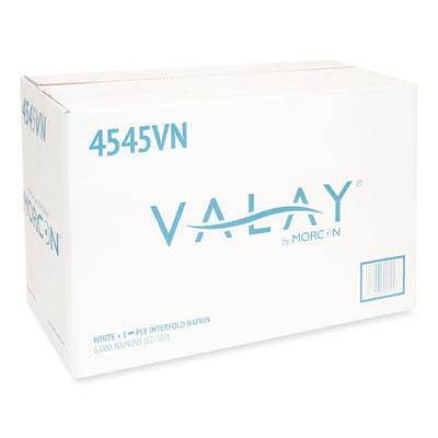 Valay Interfolded Napkins, 1-Ply, White, 6.5 X 8.25, 6,000/c