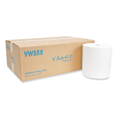 Valay Proprietary Roll Towels, 1-Ply, 8" X 800 Ft, White, 6 