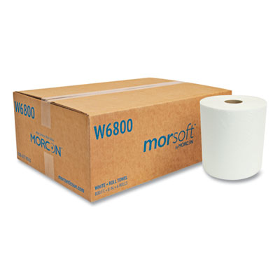 Morsoft Universal Roll Towels, 1-Ply, 8" x 800 ft, White, 6 