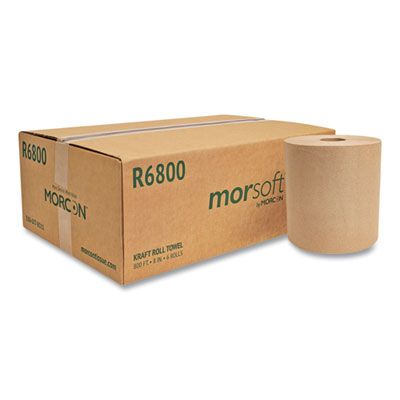Morsoft Universal Roll Towels, 1-Ply, 8" x 800 ft, Brown, 6 