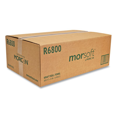 Morsoft Universal Roll Towels, 1-Ply, 8" x 800 ft, Brown, 6