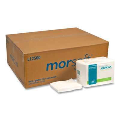 Morsoft 1/4 Fold Lunch Napkins, 1-Ply, 11.8 x 11.8, White, 6