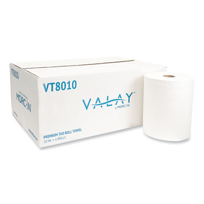 10 Inch TAD Roll Towels, 1-Ply, 10" x 700 ft, White, 6 Rolls