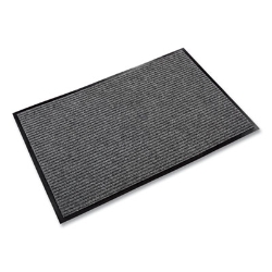 Needle-Rib Wiper/Scraper Mat, Rectangular, Gray Ribbed Surfa
