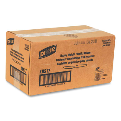 Plastic Cutlery, Heavyweight Knife, Black, 1,000/Carton