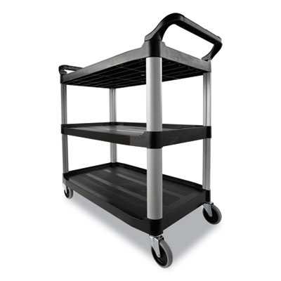 Three-Shelf Service Cart, Plastic, 3 Shelves, 200 lb Capacit