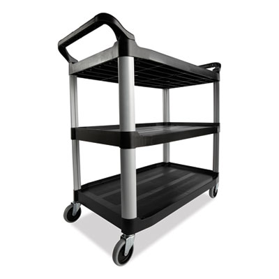 Three-Shelf Service Cart, Plastic, 3 Shelves, 200 lb Capacit