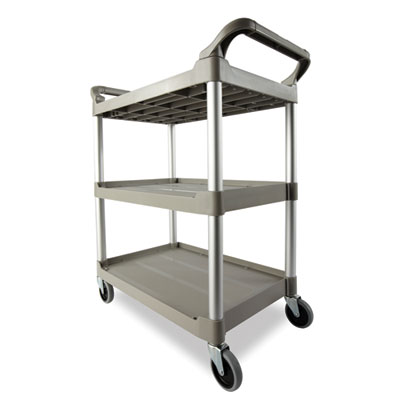 Three-Shelf Service Cart, Plastic, 3 Shelves, 200 lb Capacit