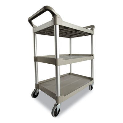Three-Shelf Service Cart, Plastic, 3 Shelves, 200 lb Capacit