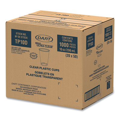 Ultra Clear PET Cups, Tall, 10 oz, Plastic, 50/Bag, 20 Bags/