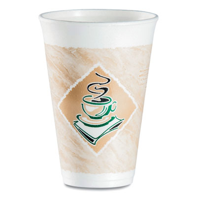 Cafe G Foam Hot/cold Cups, 16 Oz, Brown/green/white, 1,000/c