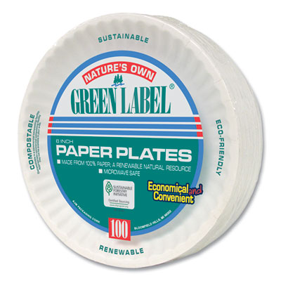 White Paper Plates, 6" Dia, 100/pack, 10 Packs/carton