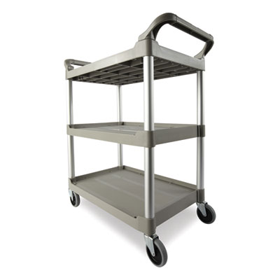 Three-Shelf Service Cart, Plastic, 3 Shelves, 200 lb Capacit