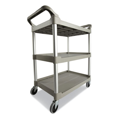 Three-Shelf Service Cart, Plastic, 3 Shelves, 200 lb Capacit