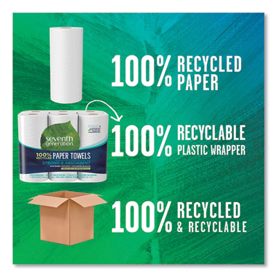 100% Recycled Paper Kitchen Towel Rolls, 2-Ply, 11 x 5.4, 14