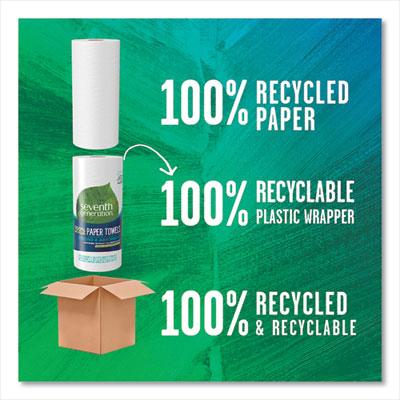 100% Recycled Paper Kitchen Towel Rolls, 2-Ply, 11 x 5.4, 15