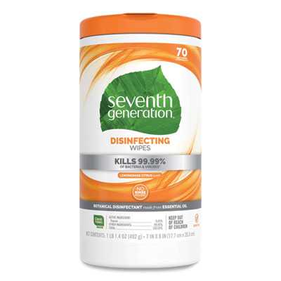 Botanical Disinfecting Wipes, 7 x 8, Lemongrass Citrus, 70 C