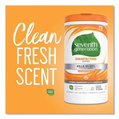 Botanical Disinfecting Wipes, 7 x 8, Lemongrass Citrus, 70 C