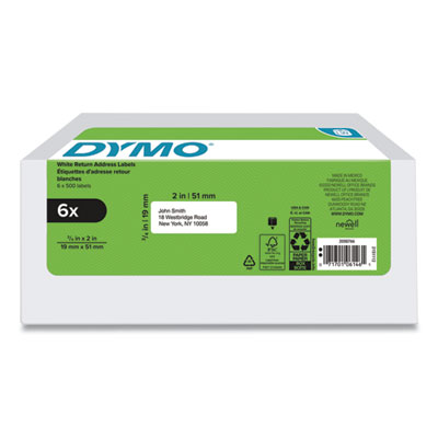 LW Address Labels, 0.75" x 2", White, 500 Labels/Roll, 6 Rol