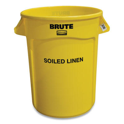 Vented Round Brute Container, "Soiled Linen" Imprint, 32 gal