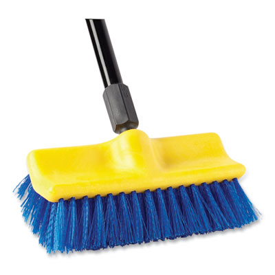 Bi-Level Deck Scrub Brush, Blue Polypropylene Bristles, 10"