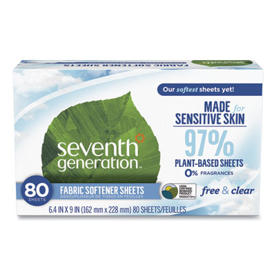 Natural Fabric Softener Sheets, Unscented, 80 Sheets/box, 4/