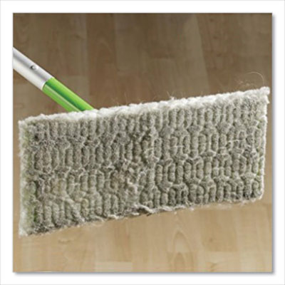 Sweeper Mop, 10 X 4.8 White Cloth Head, 46" Green/silver Alu
