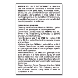 Water-Soluble Deodorant, Lemon, 1 gal Bottle, 4/Carton