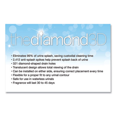 Diamond 3d Urinal Screen, Mountain Air Scent, Blue, 10/pack,