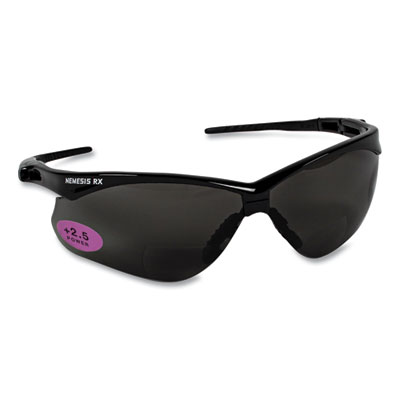 Nemesis Readers Safety Glasses, 2.5+ Diopter, Black Half Fra