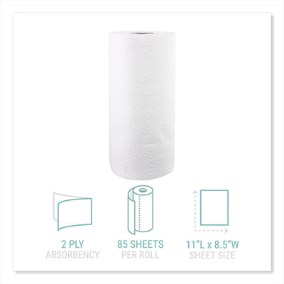 Kitchen Roll Towels, 2-Ply, 11 x 8.5, White, 85/Roll, 30 Rol