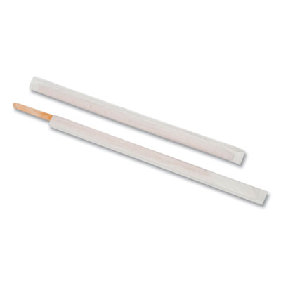 Wood Stir Sticks, 7.5", Wrapped, 5,000/Carton