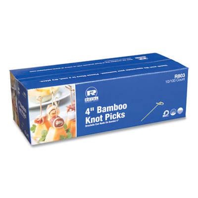 Knotted Bamboo Pick, Paper, 4", Natural, 100/Pack, 10 Packs/