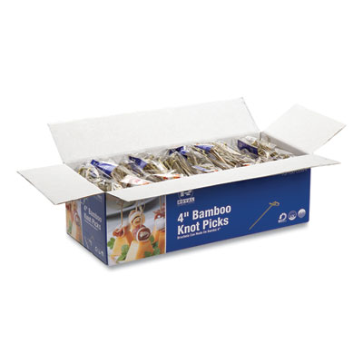 Knotted Bamboo Pick, Paper, 4", Natural, 100/Pack, 10 Packs/