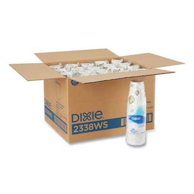 Pathways Paper Hot Cups, WiseSize, 8 oz, White/Brown, 25/Bag