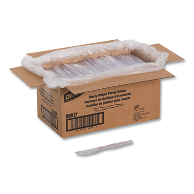 Heavyweight Polystyrene Cutlery, Knife, Plastic, Clear, 1,00