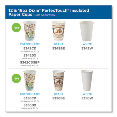 Perfectouch Paper Hot Cups, 16 Oz, Coffee Haze Design, 50/sl