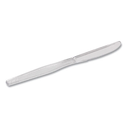 Heavyweight Polystyrene Cutlery, Knife, Plastic, Clear, 1,00