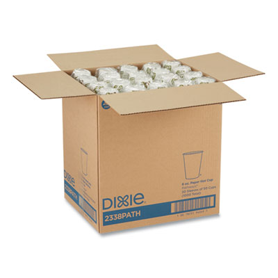 Pathways Paper Hot Cups, 8 oz, White/Brown, 50/Sleeve, 20 Sl
