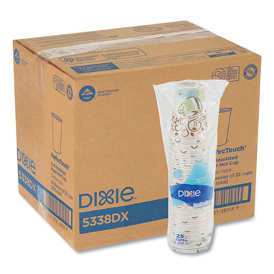 Perfectouch Paper Hot Cups, 8 Oz, Coffee Haze Design, 25/sle