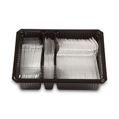 Combo Pack, Tray with Clear Plastic Utensils, Heavyweight, (