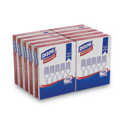 Plastic Cutlery, Heavyweight Fork, White, 100/Box, 10 Boxes/