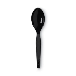 Plastic Cutlery, Heavy Mediumweight Spoon, Black, 1,000/Cart