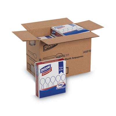 Plastic Cutlery, Heavyweight Soup Spoon, White, 100/Box, 10 