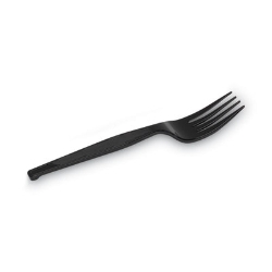 Plastic Cutlery, Heavy Mediumweight Forks, Black, 1,000/cart